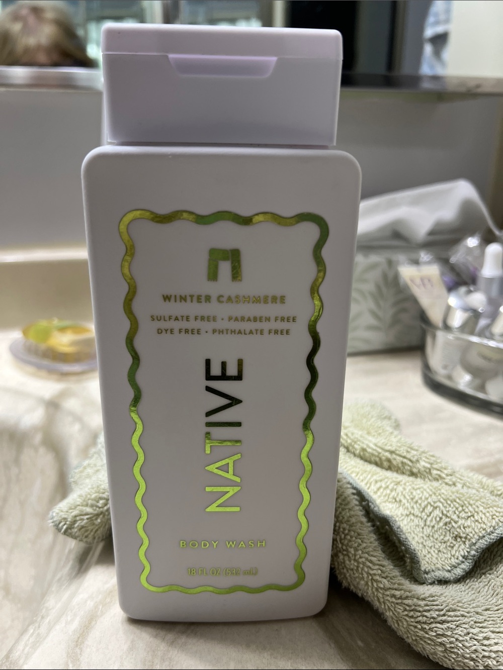 Native White Body Wash with Gold-Green Accents